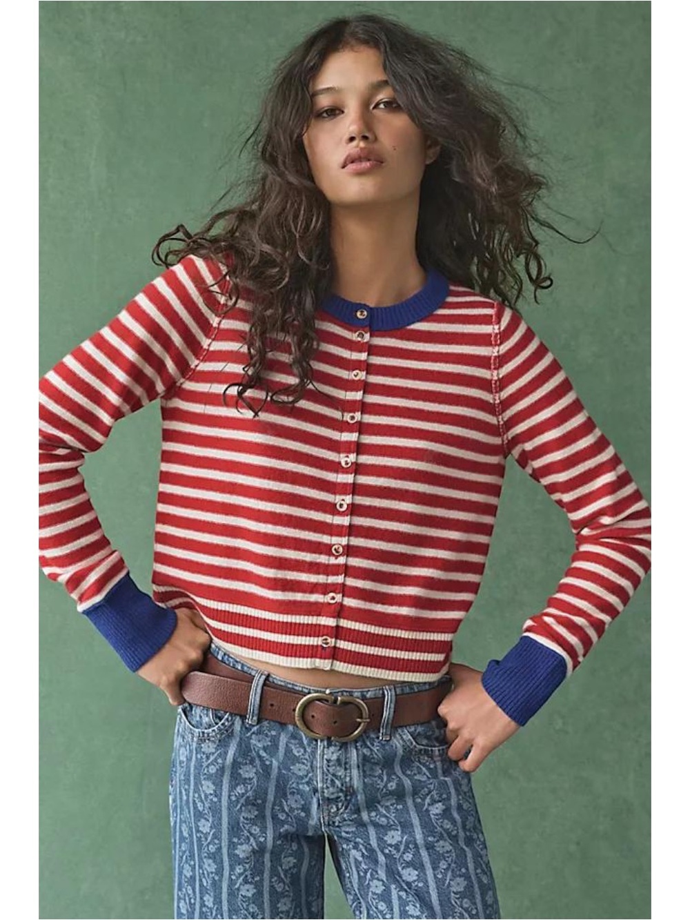 Free People Nocturnal Stripe Cashmere Cardi Cardigan Sweater Waves Combo Size XL